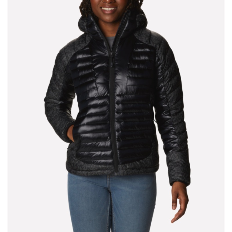 Columbia W Labyrinth Loop Hooded Jacket Black/Black Terrain Print S