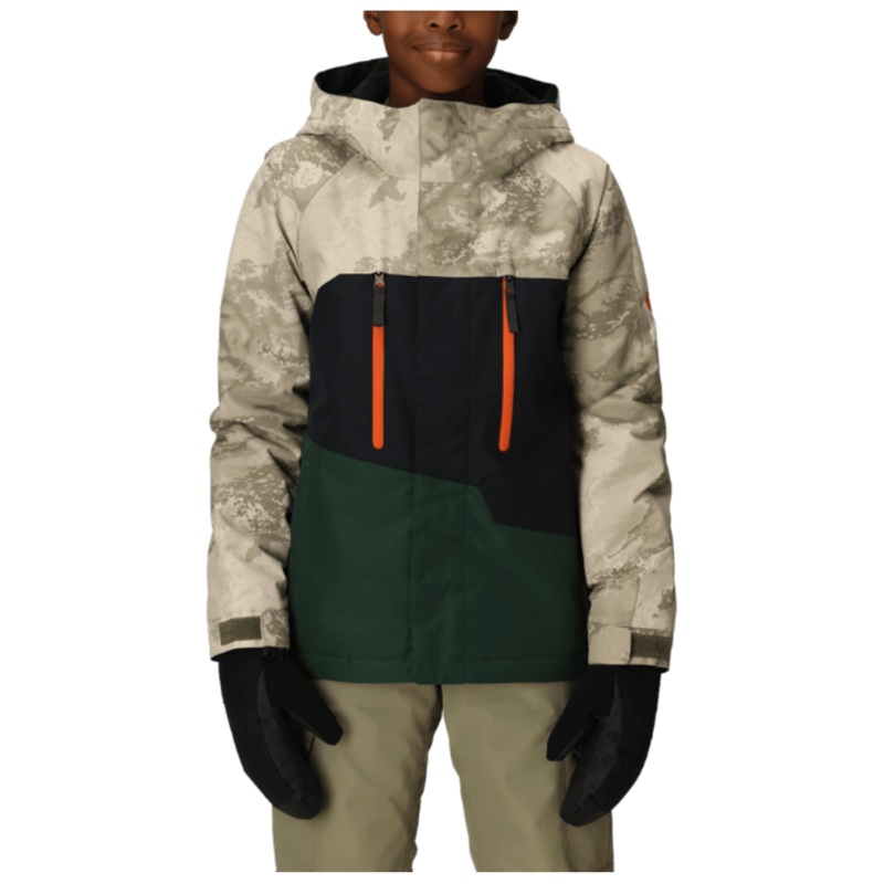 686 Boys Geo Insulated Jacket LIMESTONE HEMISPHERE CLRBLK M