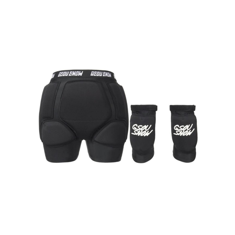 Gsou Snow Unisex Undercover Protective Shorts & Knee Pads Set Black M