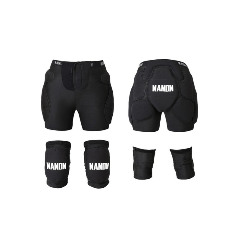 Nandn Unisex Tri-Flex Shorts & Knee Pads Set Black S/M