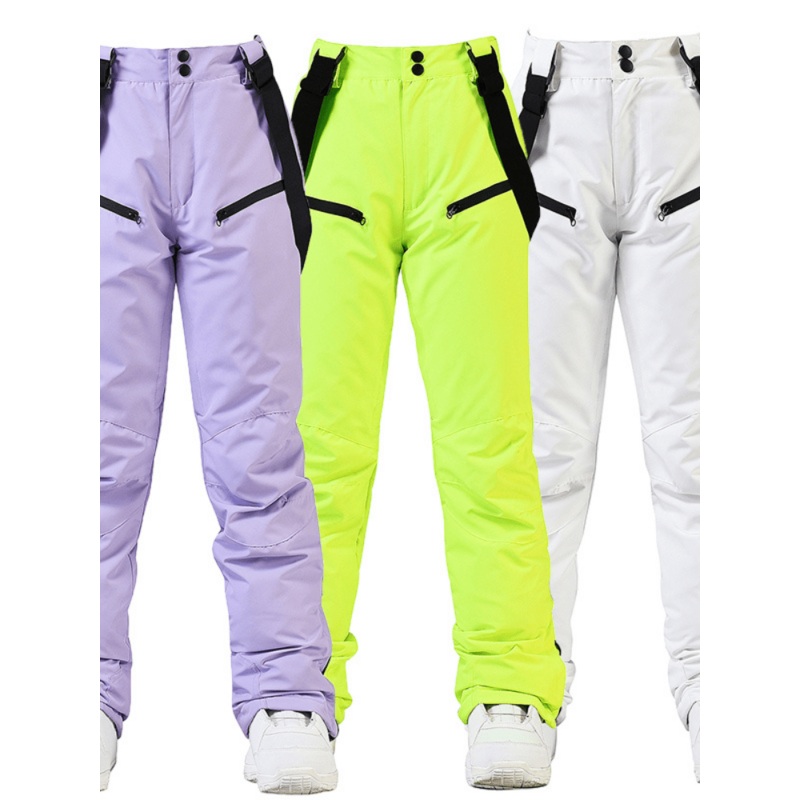 ARCTIC QUEEN Suspender Ski Snow Pants - Unisex White XS