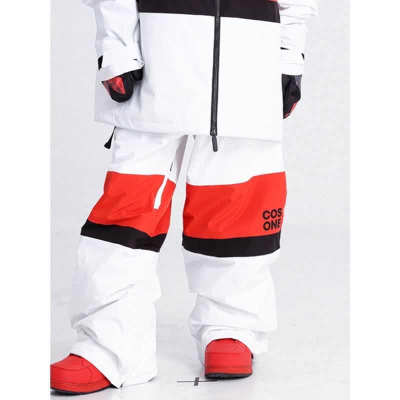 Cosone Glimmer Baggy Style Outdoor Snow Pants - Unisex Red XS