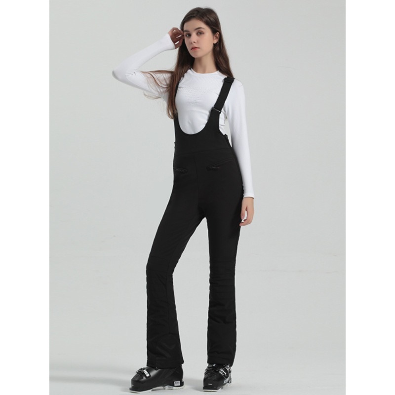 Gsou Snow High Rise Flare Snow Bib Pants - Women's Black XS
