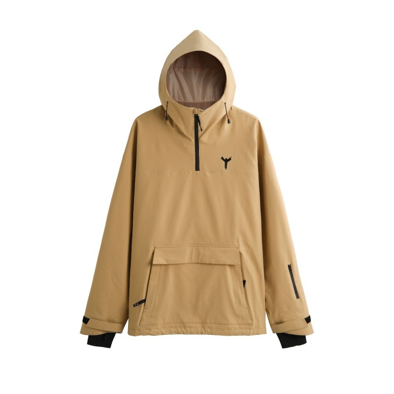 Winter Ticket 2L Snowboard Shell Pullover Ski Jacket - Unisex Khaki S