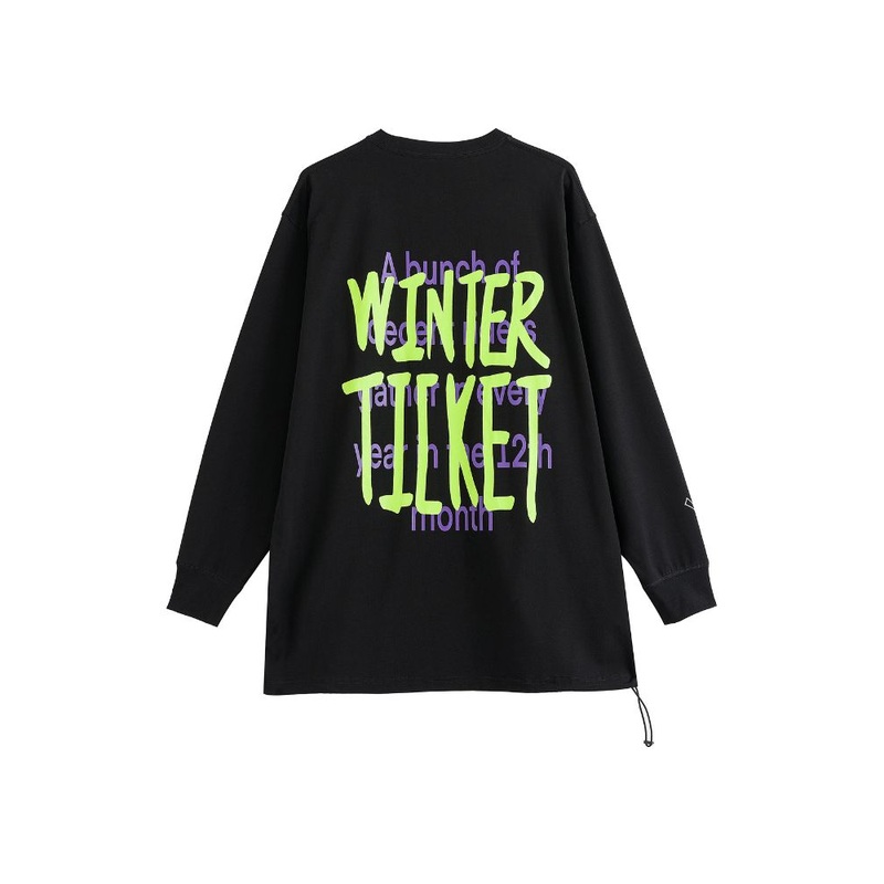 Winter Ticket Hip-Hop Snowboarding Pullover Top - Unisex Black S