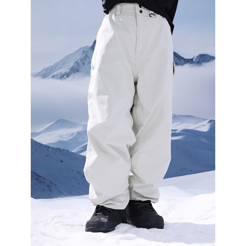 Cosone Aeroflow 3L Baggy Ski Pants - Unisex White XS
