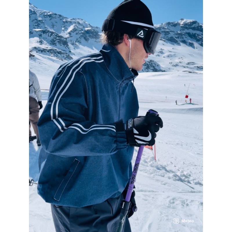 Molocoster Loose Fit Denim Snow Pullover - Unisex Blue S