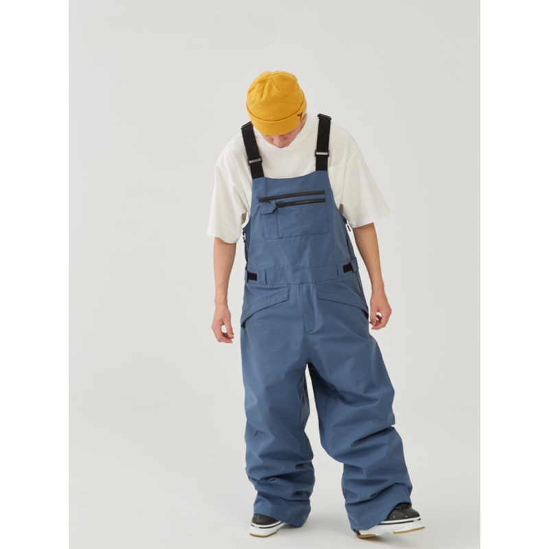 Winter Ticket Navy Drift Baggy Freestyle Skiing Bibs - Unisex Blue S