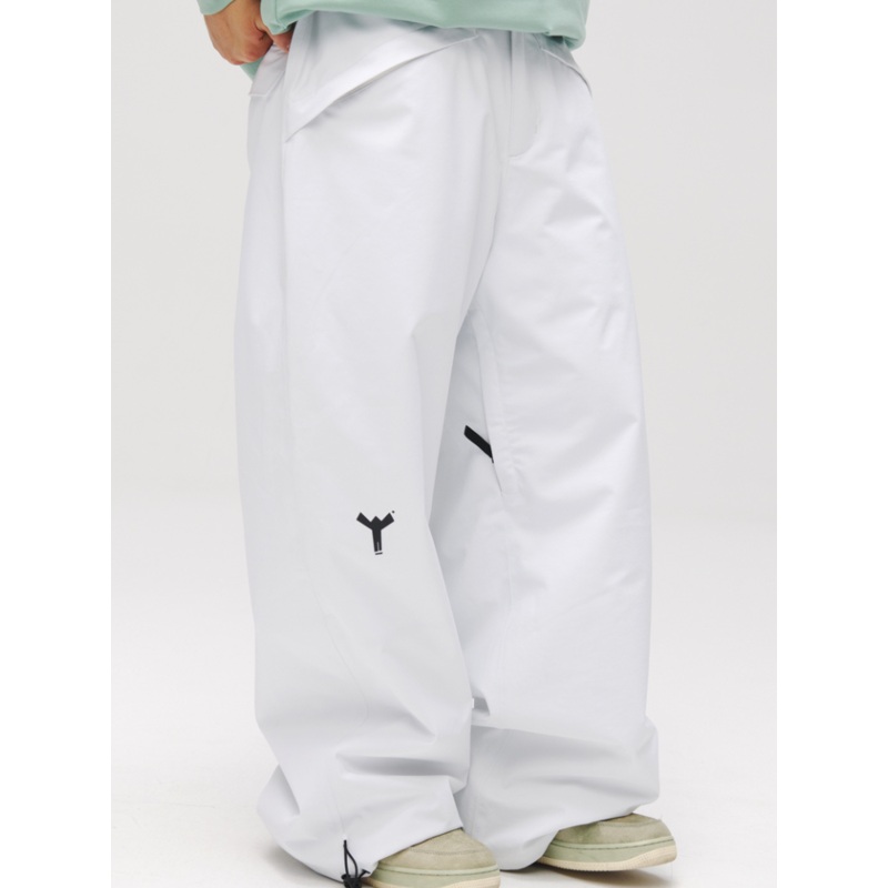 Winter Ticket Whiteout Freestyle Baggy Ski Pants - Unisex White S