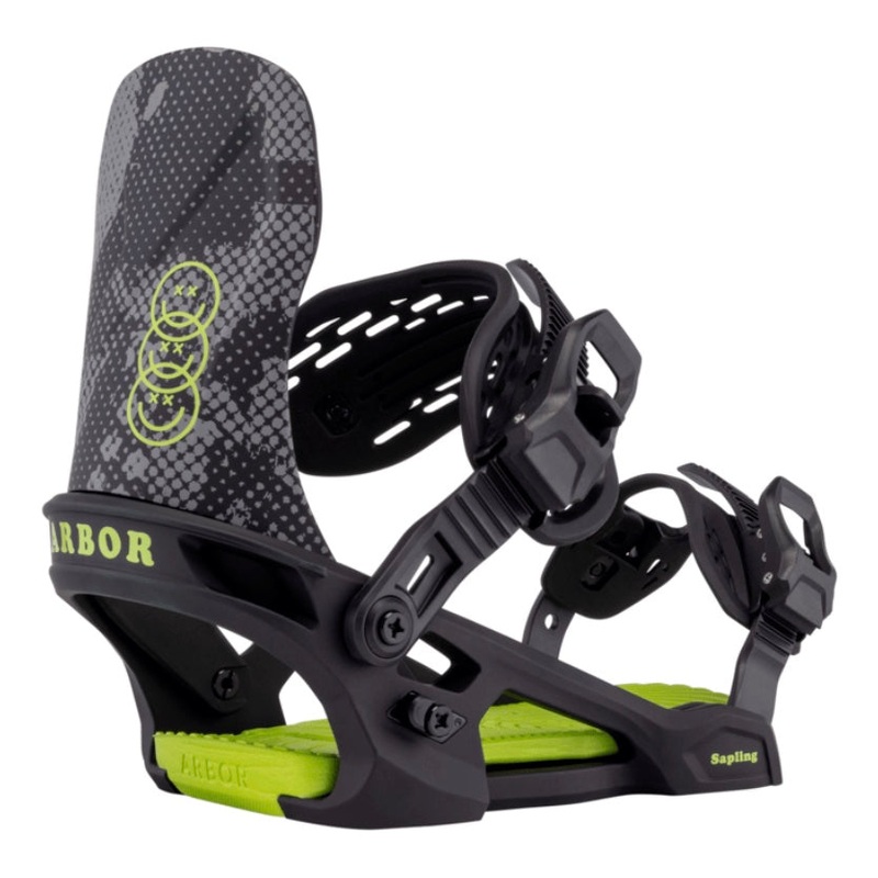 Arbor Sapling Black and Slime Kids Snowboard Binding 2026 S