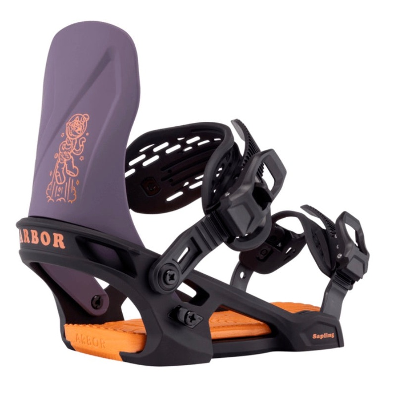 Arbor Sapling Black and Violet Kids Snowboard Binding 2026 S