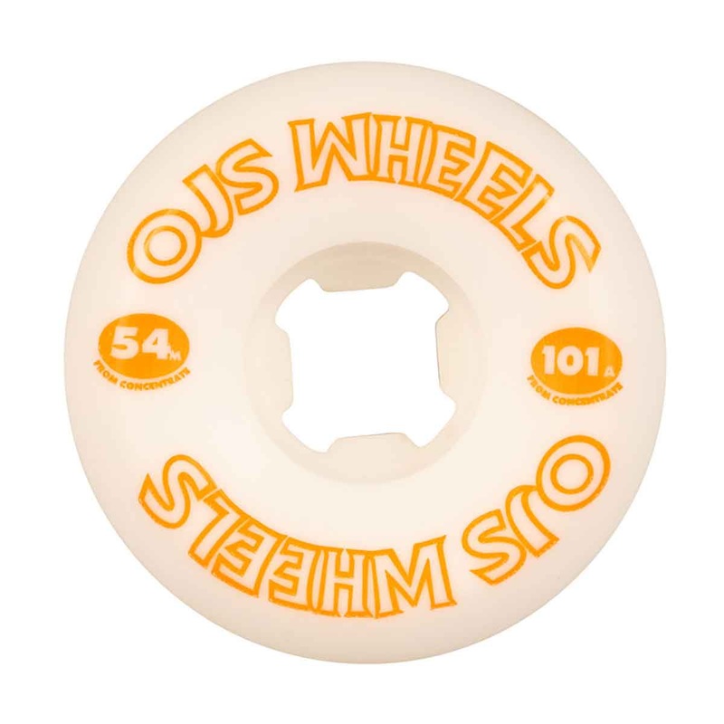 OJ Wheels From Concentrate Hardline Skate Wheels in White and Orange 101a 52mm