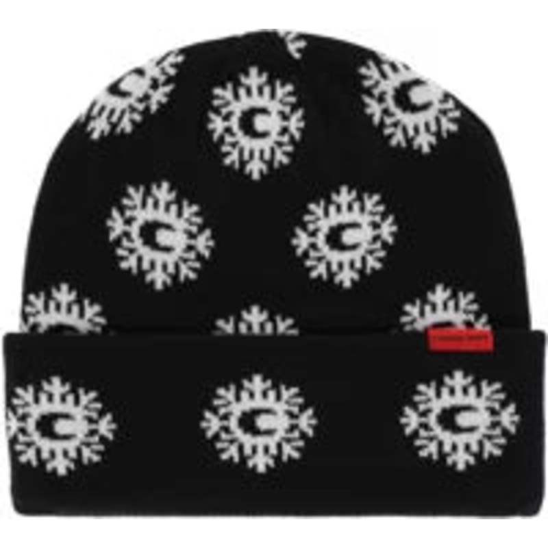 Corduroy Monogram Beanie Black and Black