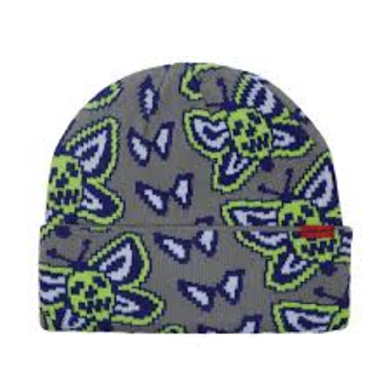 Corduroy Skull Fly Beanie Black and Black