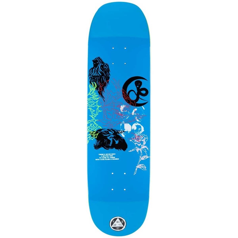 Welcome Flash on Moontrimmer 2.0 Skateboard Deck in Blue 8.5