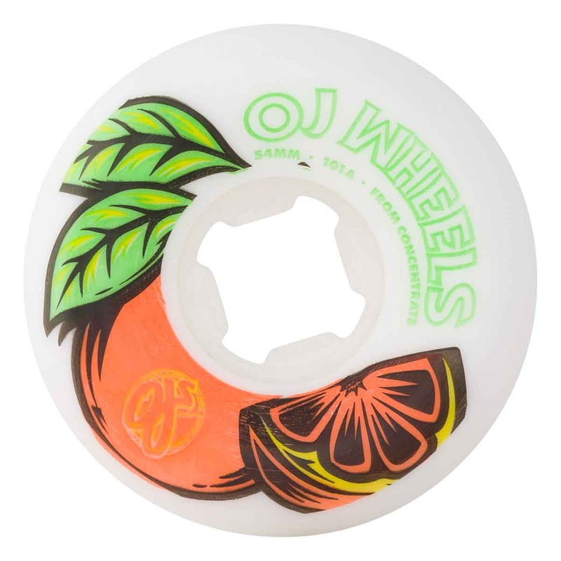 OJ Wheels From Concentrate (Fruit) Hardline Skate Wheels in White and Orange 101a 52mm