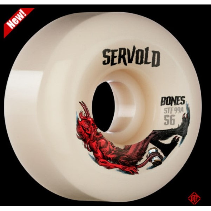 Bones V6 Servold Trapped Wheels Wide Cut Street Tech Formula 99a Skate Wheels in 56mm