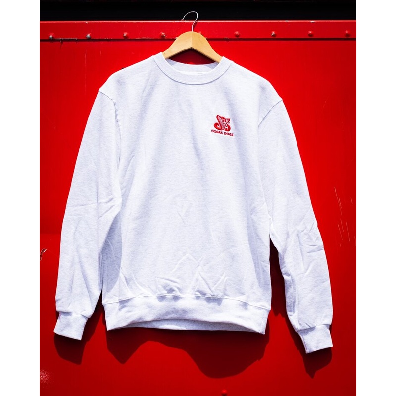 Cobra Dogs Embroidered Crew in Grey and red XS