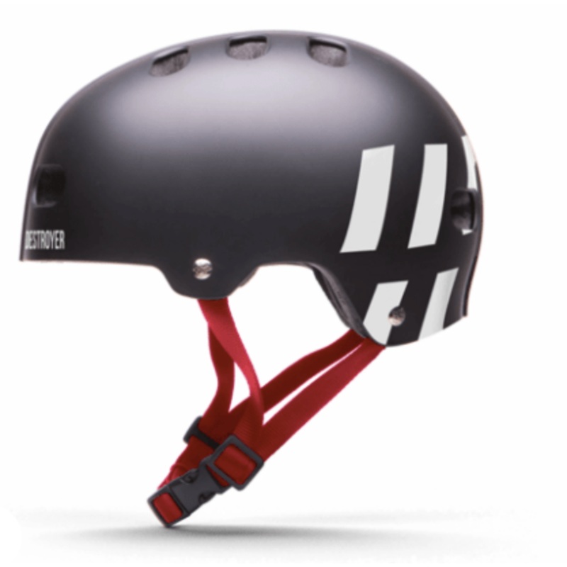Destroyer DH1 Certified Skate Helmet in Black and Red and White S/M