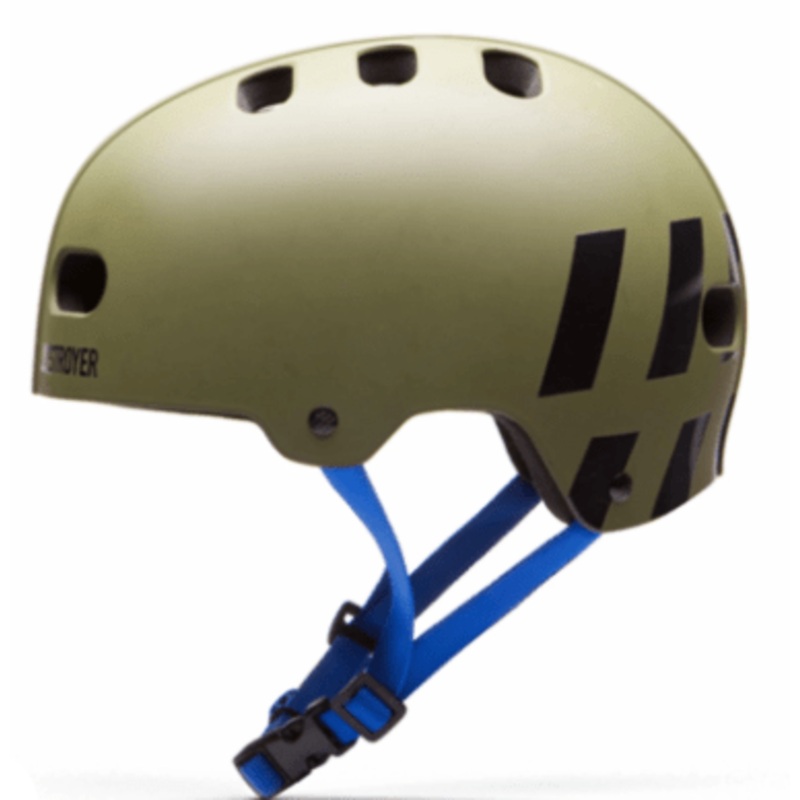 Destroyer DH1 Certified Skate Helmet in Olive and Royal S/M