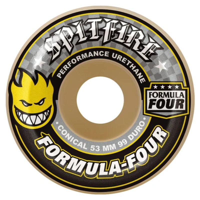 Spitfire Formula Four Conical 99D Skate Wheel in White and Yellow 54mm