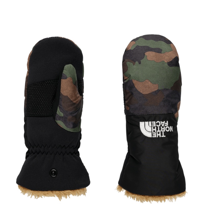 North Face Boys Shasta Mitt in Black Camo Print and Utility Brown XXS