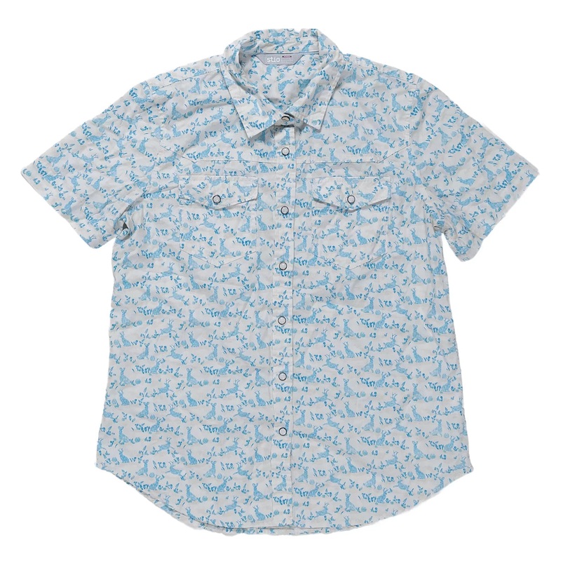 Stio Button Up Short Sleeve Shirt - Women's L Blue
