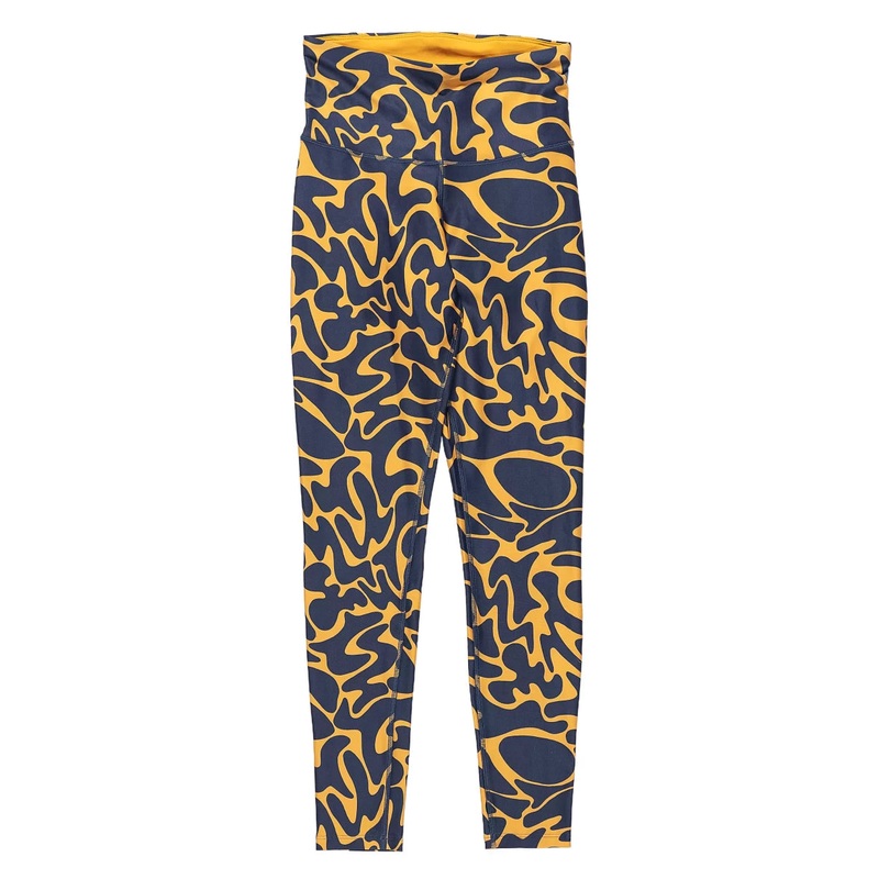 Reebok Workout Ready Printed Leggings - Women's S Blue/Yellow