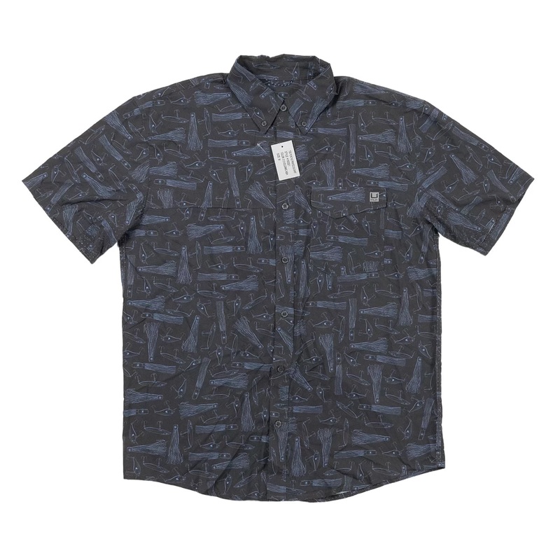 Huk Tide Point KC Printed Short Sleeve Shirt - Men's M Volcanic Ash