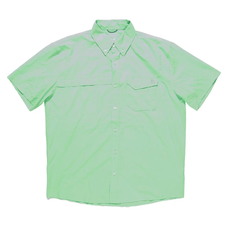 Huk Tide Point Short Sleeve Shirt - Men's L Summer Green