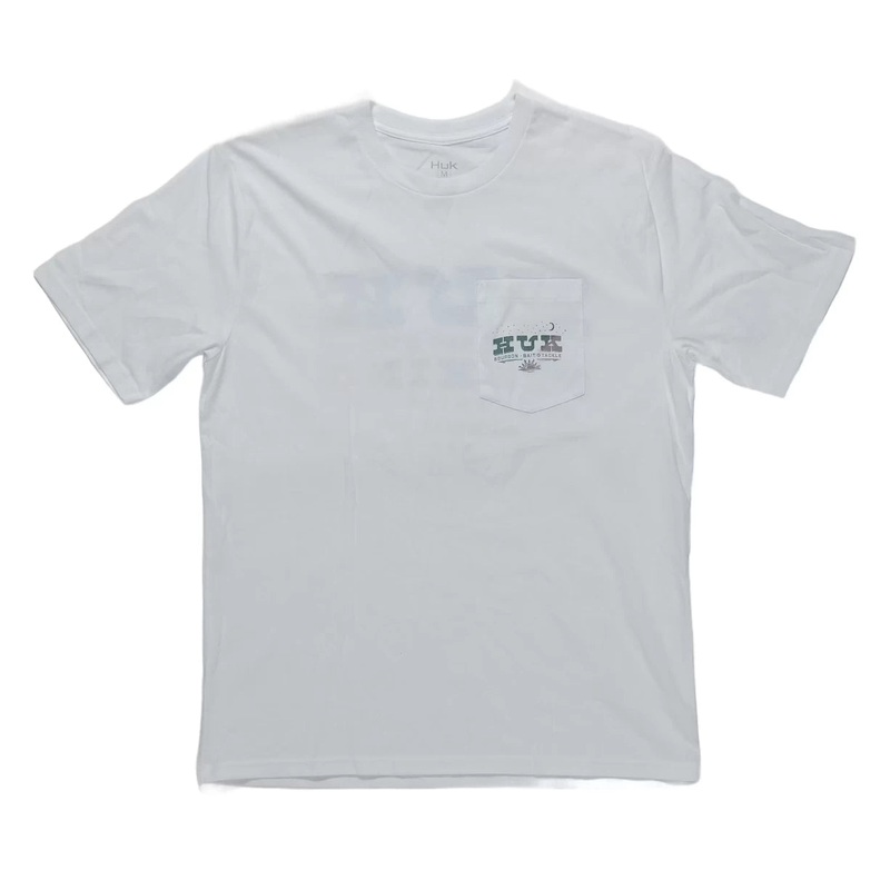 Huk Western Wild Short Sleeve Pocket Tee - Men's M White