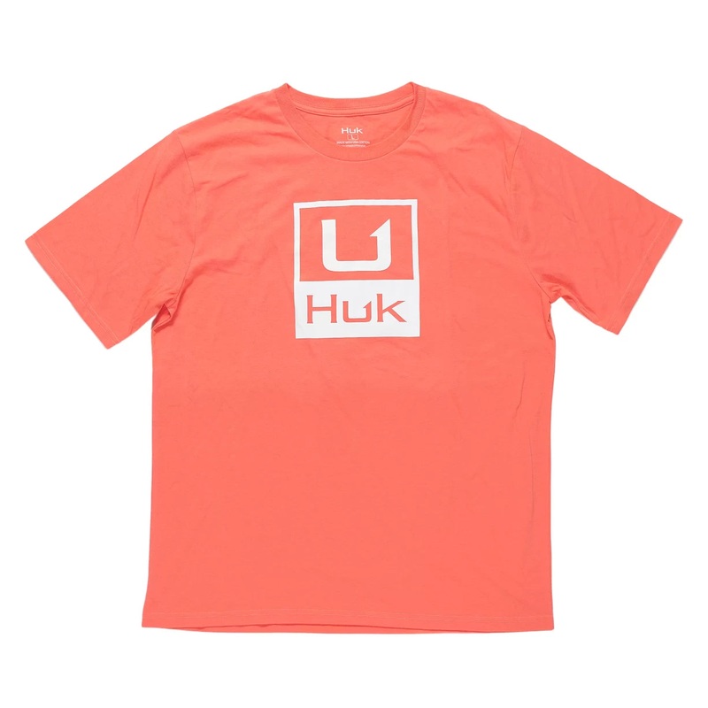 Huk Stacked Logo Tee L Orange