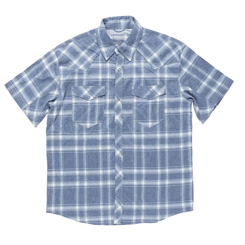 Huk Diamond Back Current Plaid Short Sleeve - Men's L Naval Academy