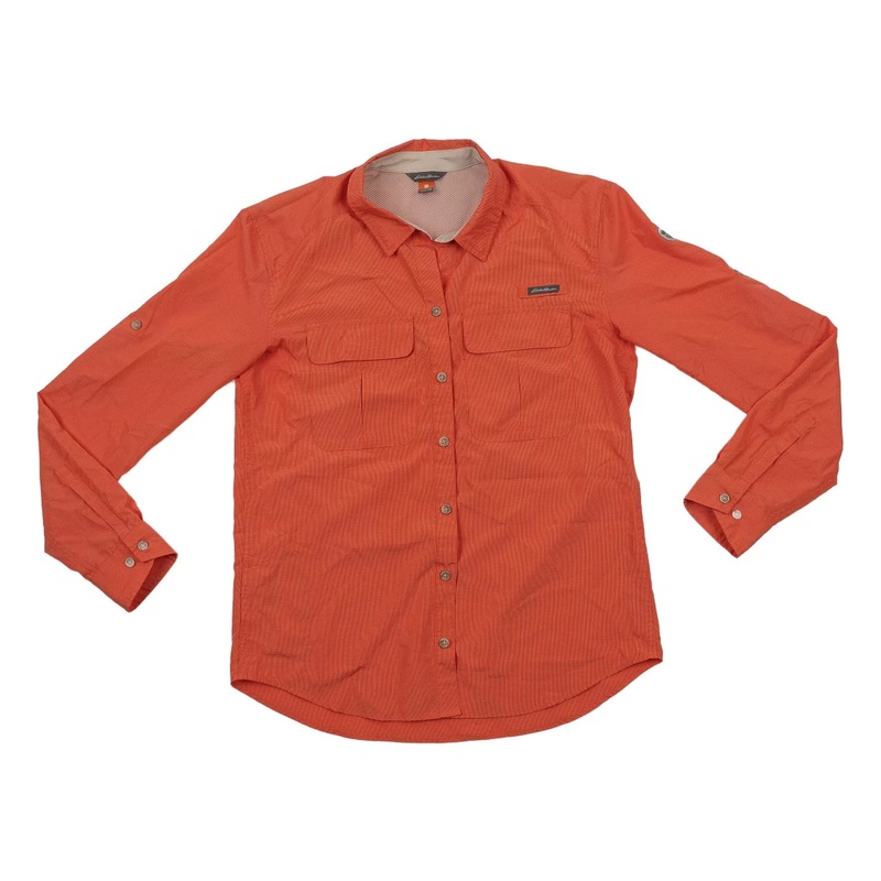 Eddie Bauer Long-Sleeve Button-Down Shirt M - Tall Orange