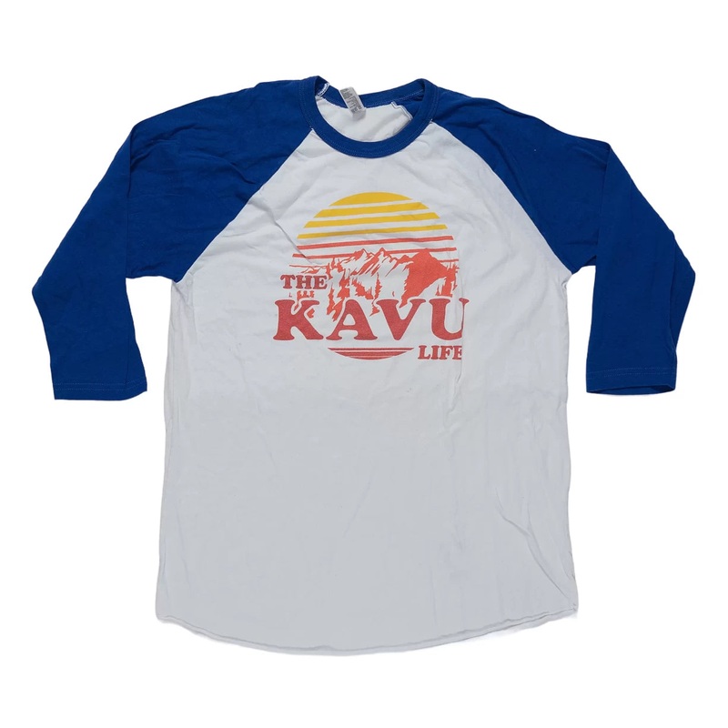 Kavu 50/50 Everyday Quarter Sleeve Shirt - Men's L White/Blue