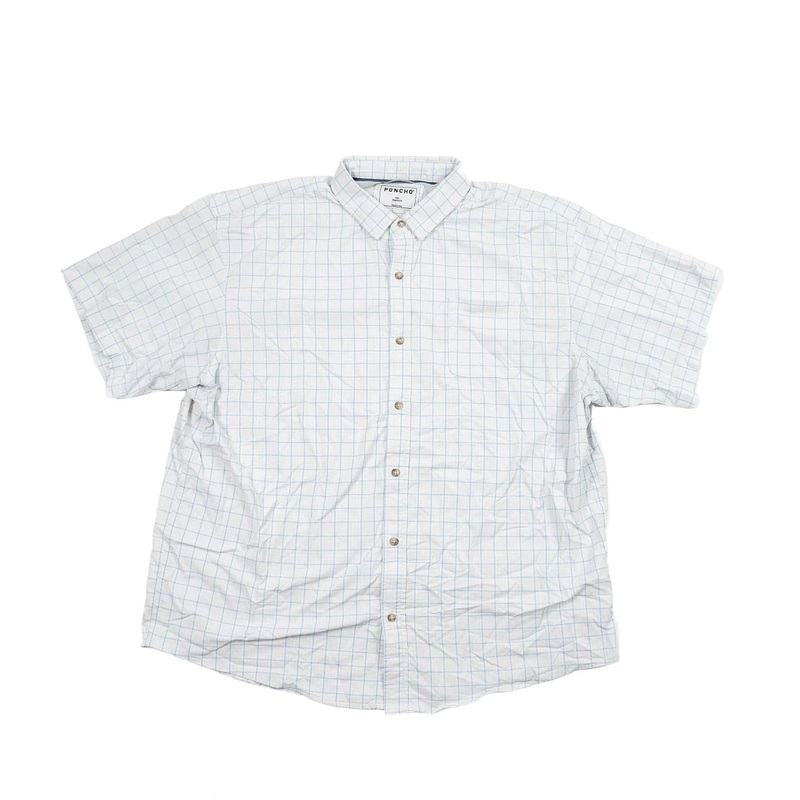 Poncho The Barco Short Sleeve Button Down Shirt - Men's XXL White/Blue