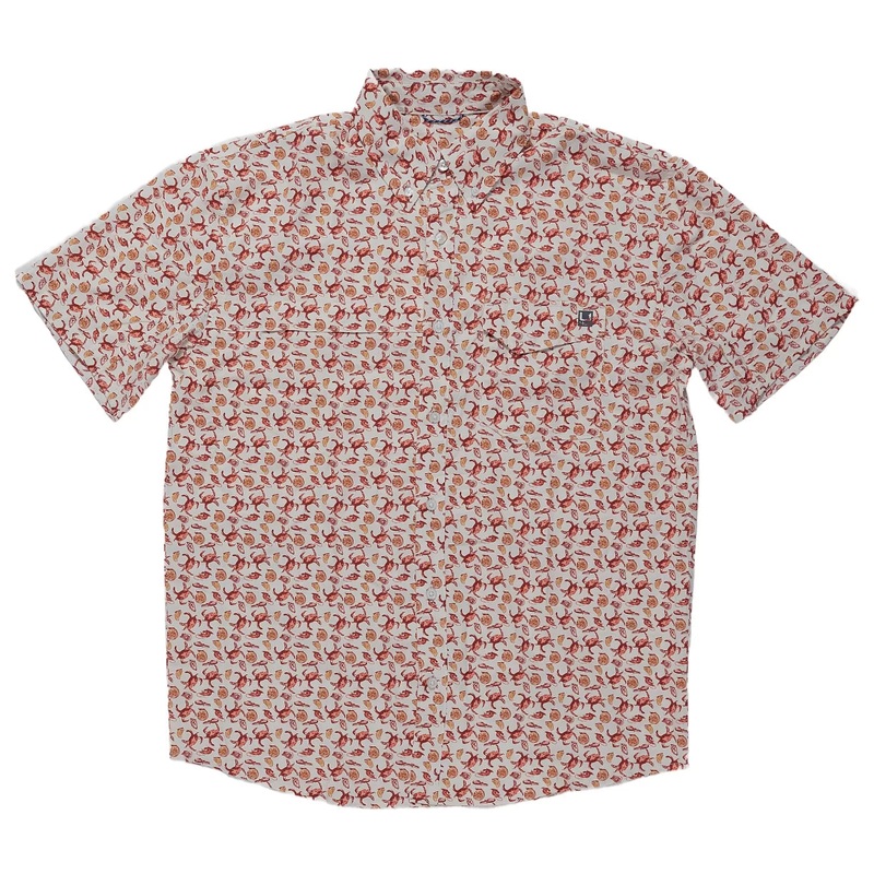 Huk Tide Point Printed Short Sleeve Button Down M Multi
