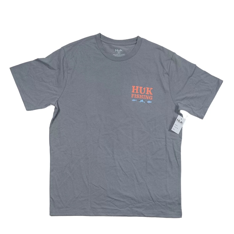 Huk Saltwater Fish Tee M Grey