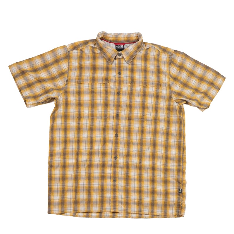 The North Face Short Sleeve Button Down Shirt - Men's L Yellow Plaid