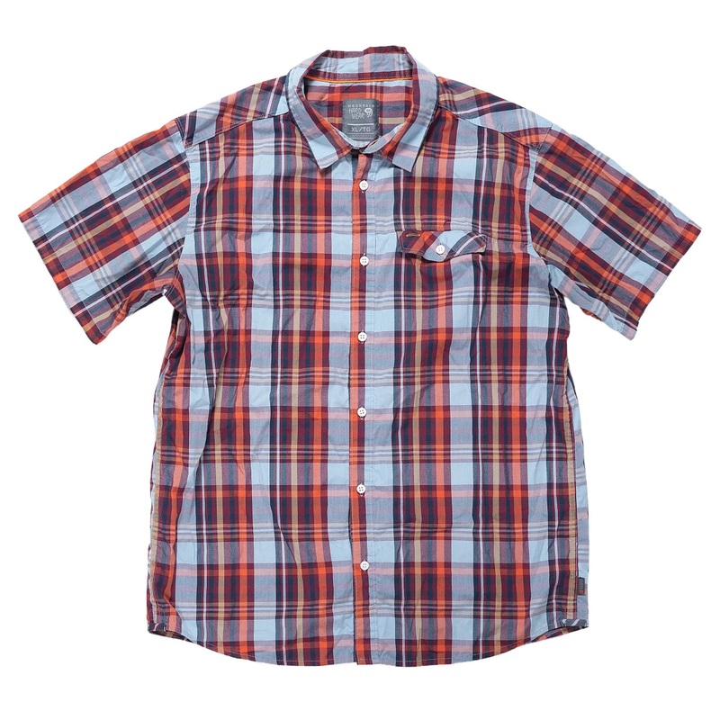 Mountain Hardwear Farthing Short Sleeve Shirt - Men's XL Red/Blue