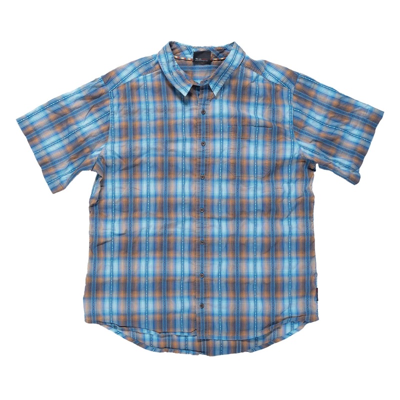 Sherpa Button Down Short Sleeve Shirt - Men's XL Blue