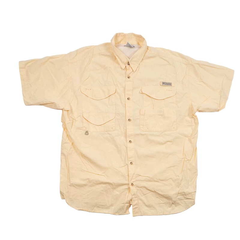 Columbia PFG Short Sleeve Button Down XXL Yellow