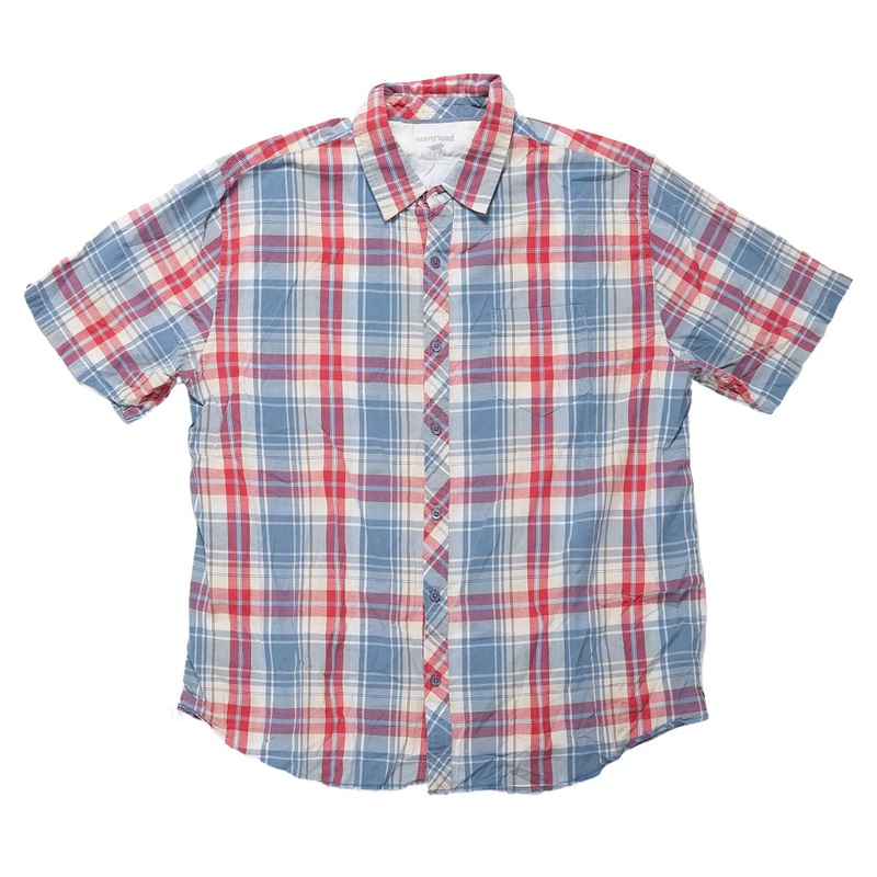 Horny Toad Short Sleeve Button Down - Men's XL Blue/Red/White