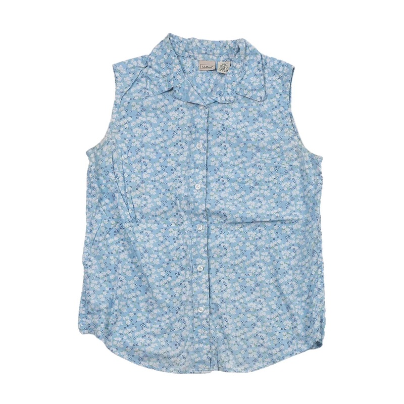 L.L. Bean Sleeveless Collared Button Down M Floral