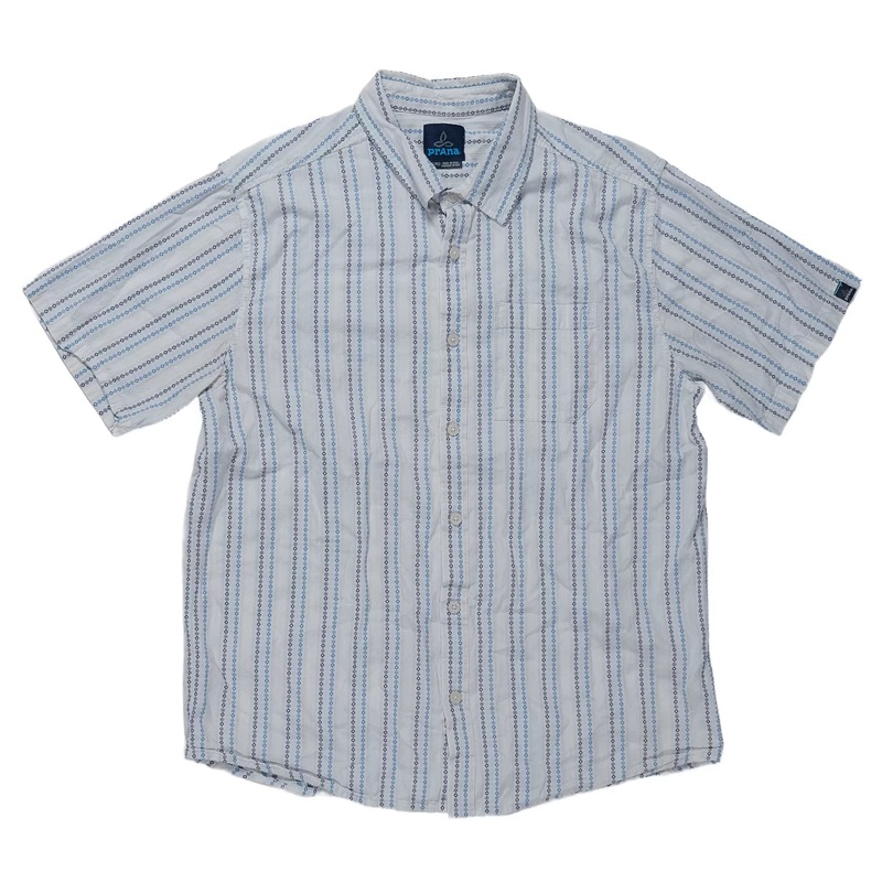 PrAna Button Down Short Sleeve Shirt - Men's XL White