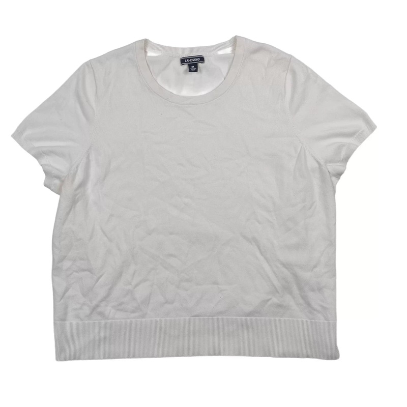 Lands' End Fine Gauge Jewelneck Sweater - Women's 3X White
