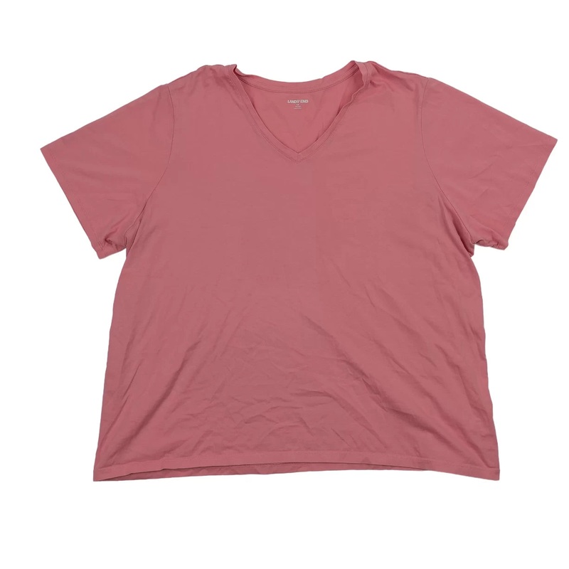 Lands' End Supima Cotton V-Neck T-Shirt- Women's 3X Pink