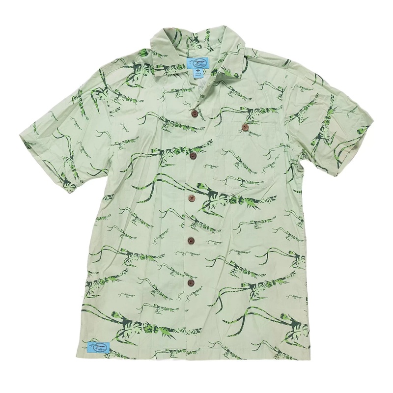 TrueFlies Rum Runner Button Up Short Sleeve - Women's S Green