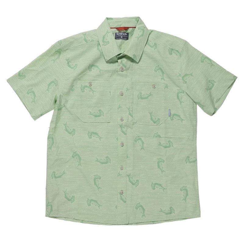 Simms Short Sleeve Button Up - Men's M Green