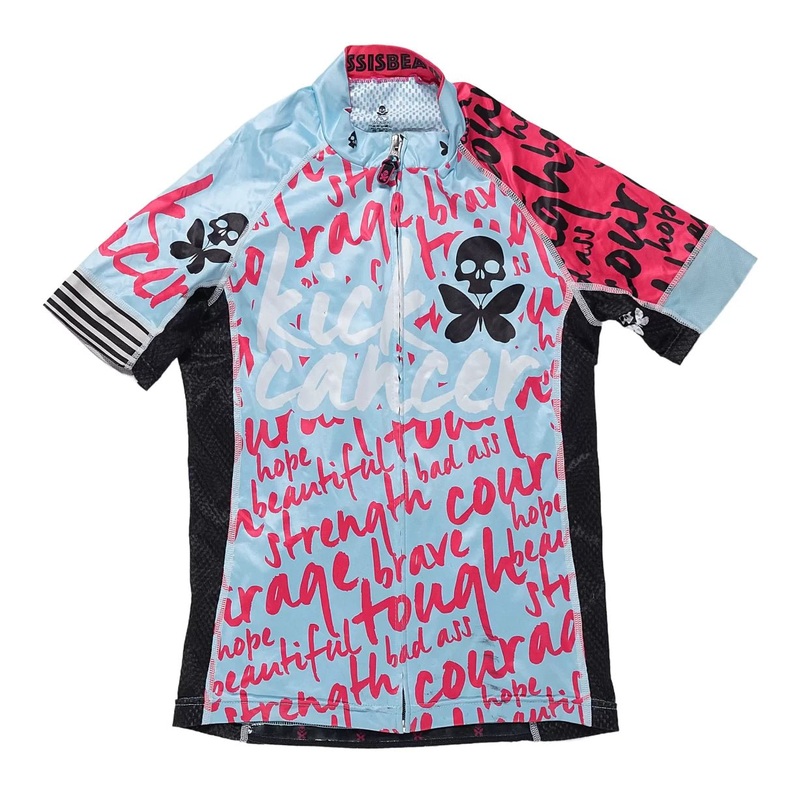 Betty Designs Kick Cancer Cycling Jersey XS Light Blue
